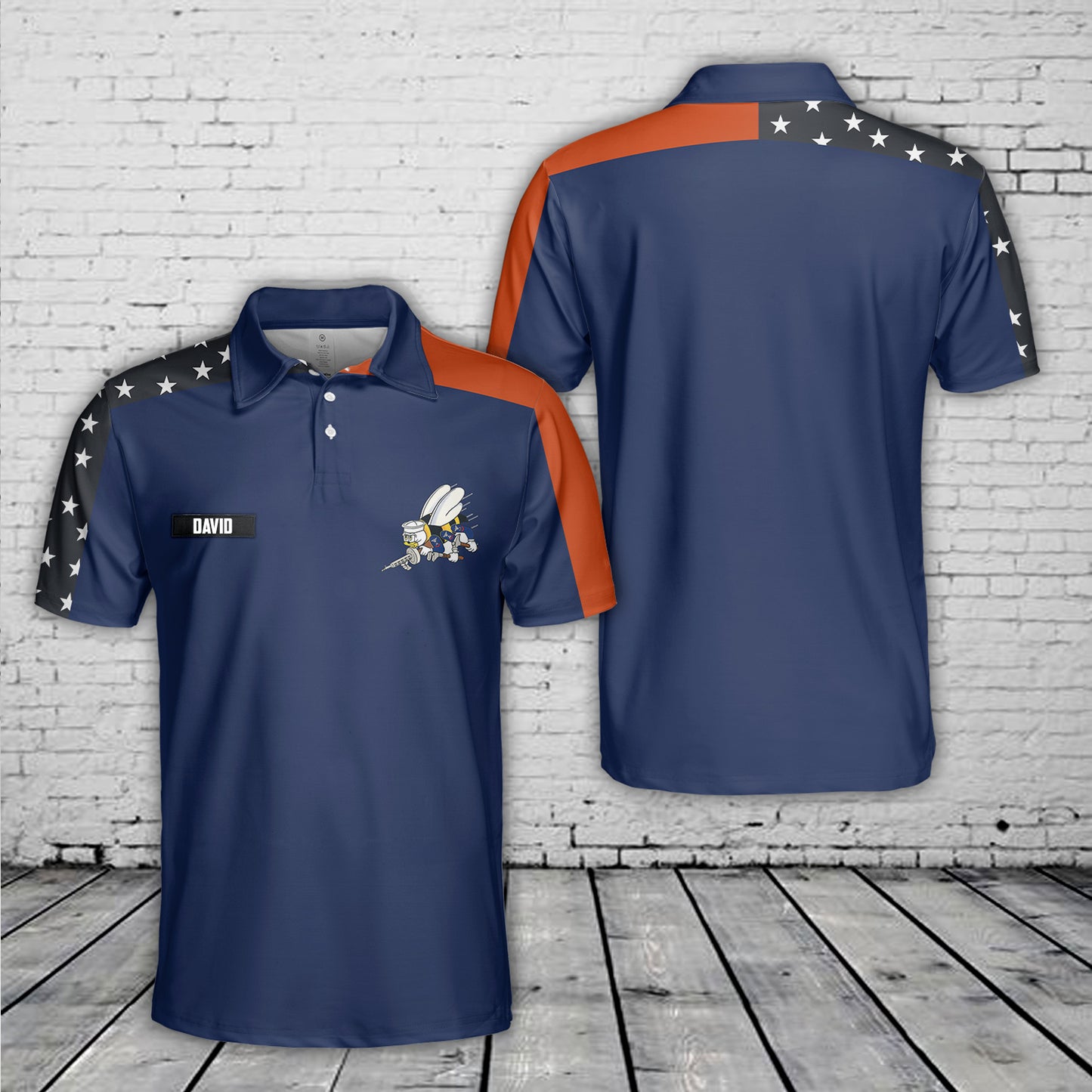 Custom Name US Navy Seabee Polo Shirt