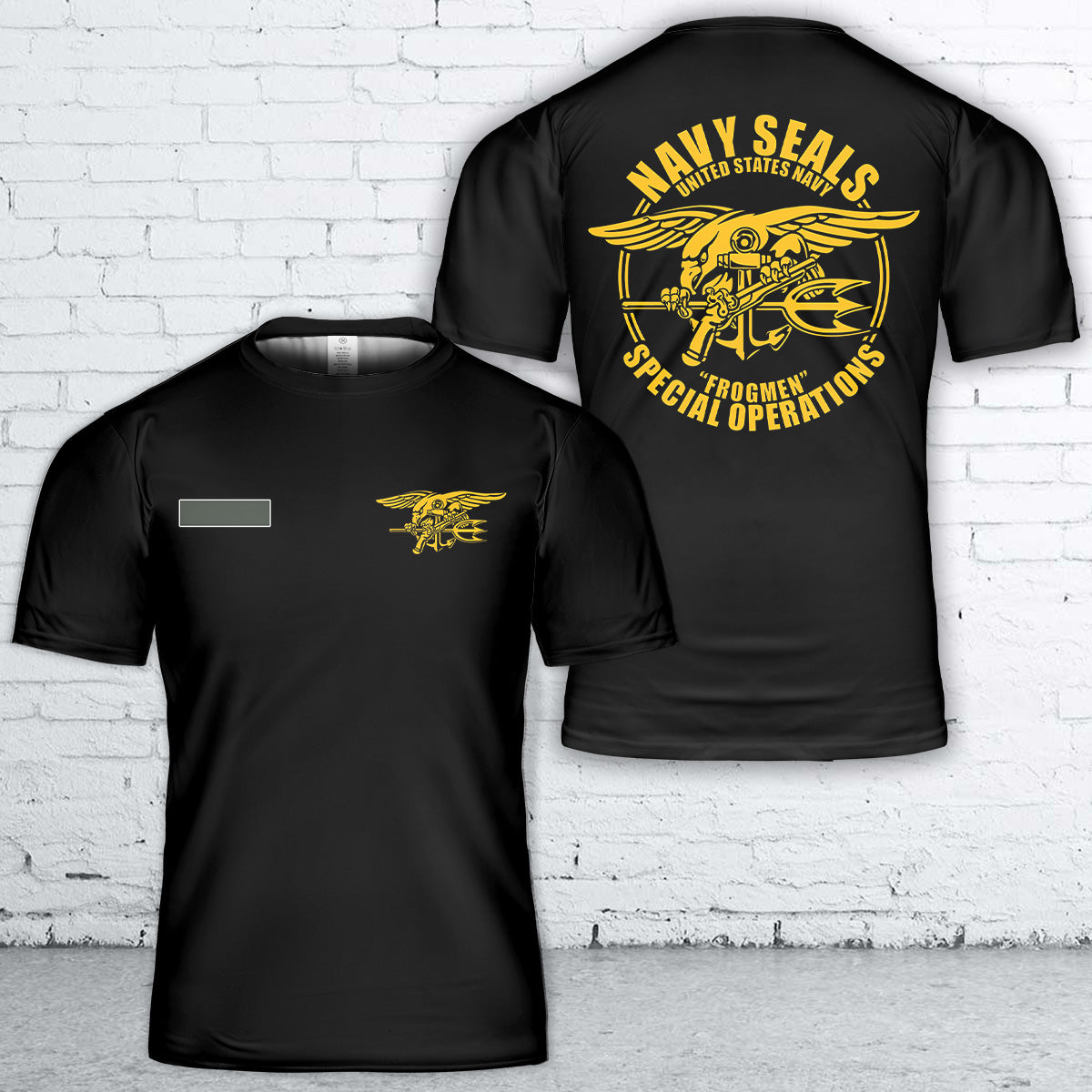 Custom Name US Navy Seals Two Stripes T-Shirt 3D