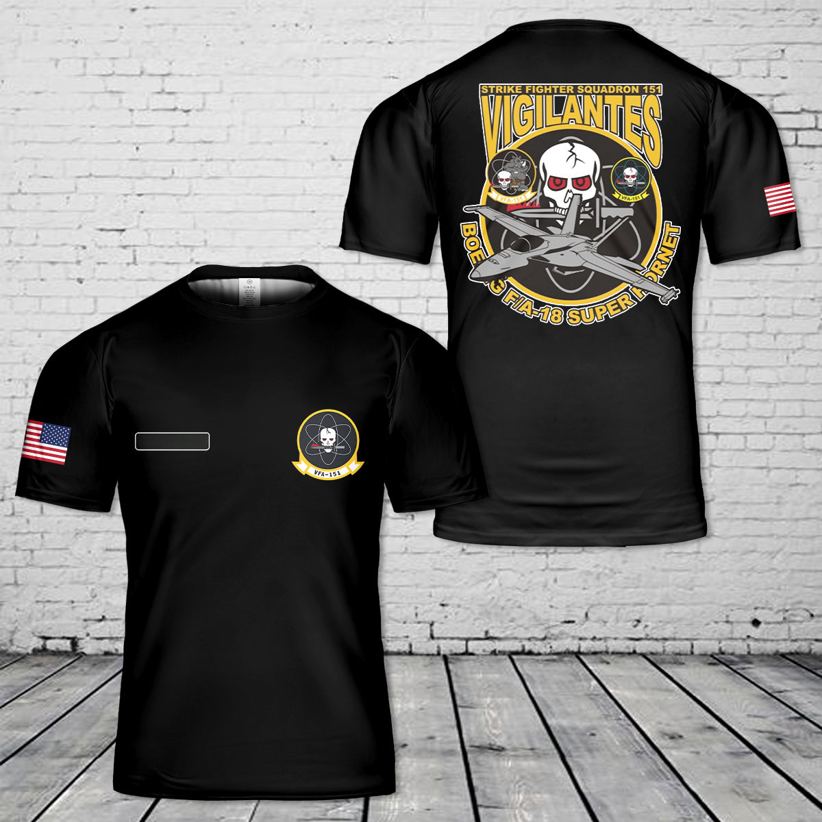Custom Name US Navy Strike Fighter Squadron One Five One (VFA-151) T-Shirt 3D