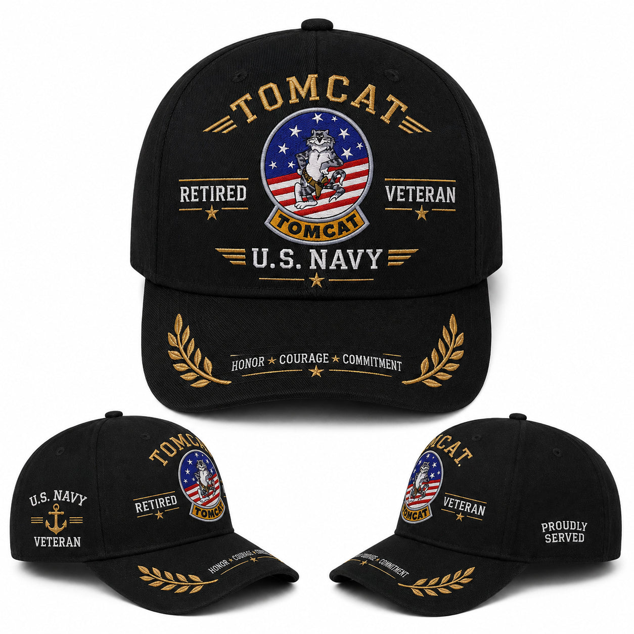 US Navy Tomcat Retired Veteran Baseball Cap