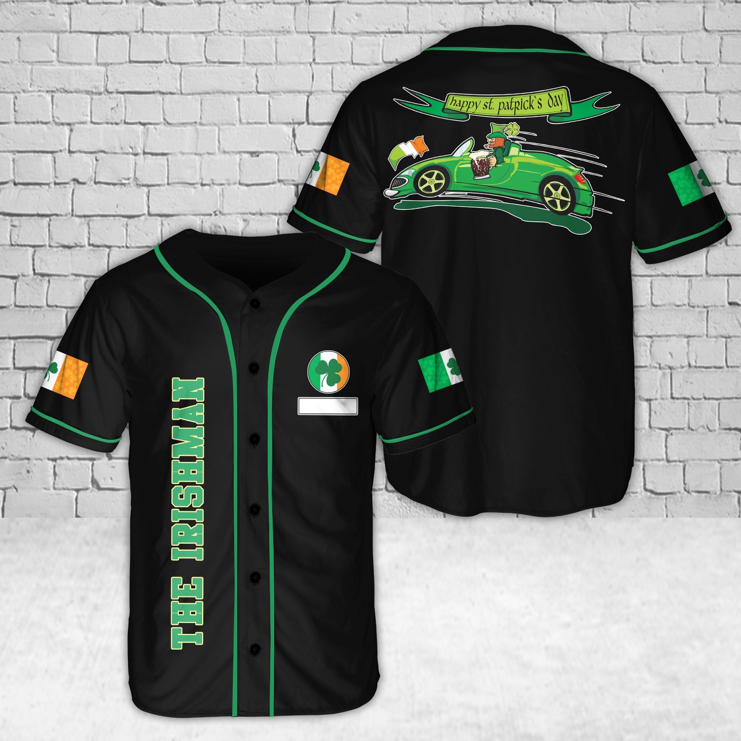 Custom Name Irishman Flag Irish Baseball Jersey