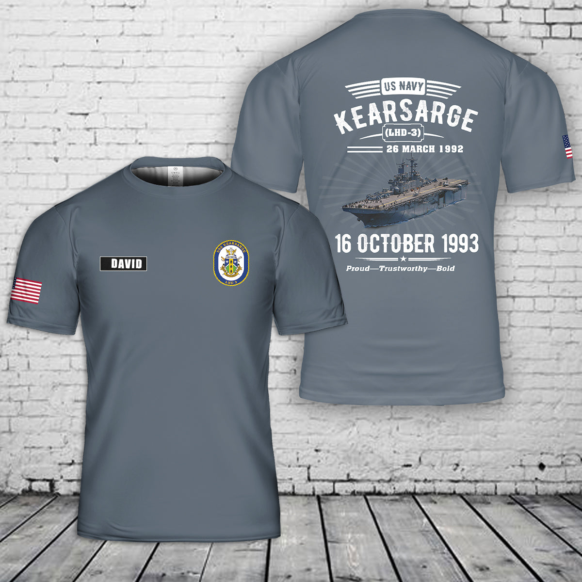 Custom Name US Navy USS Kearsarge (LHD-3) Kearsarge Expeditionary Strike Group 3D T-Shirt