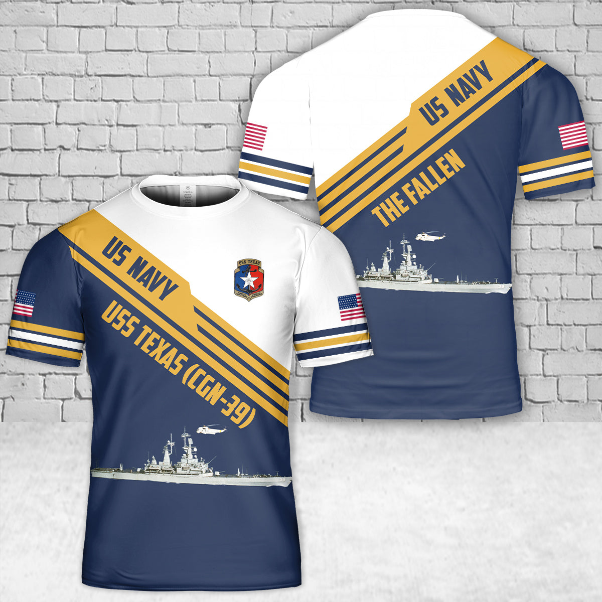 Custom Name US Navy USS Texas (CGN-39) T-Shirt 3D