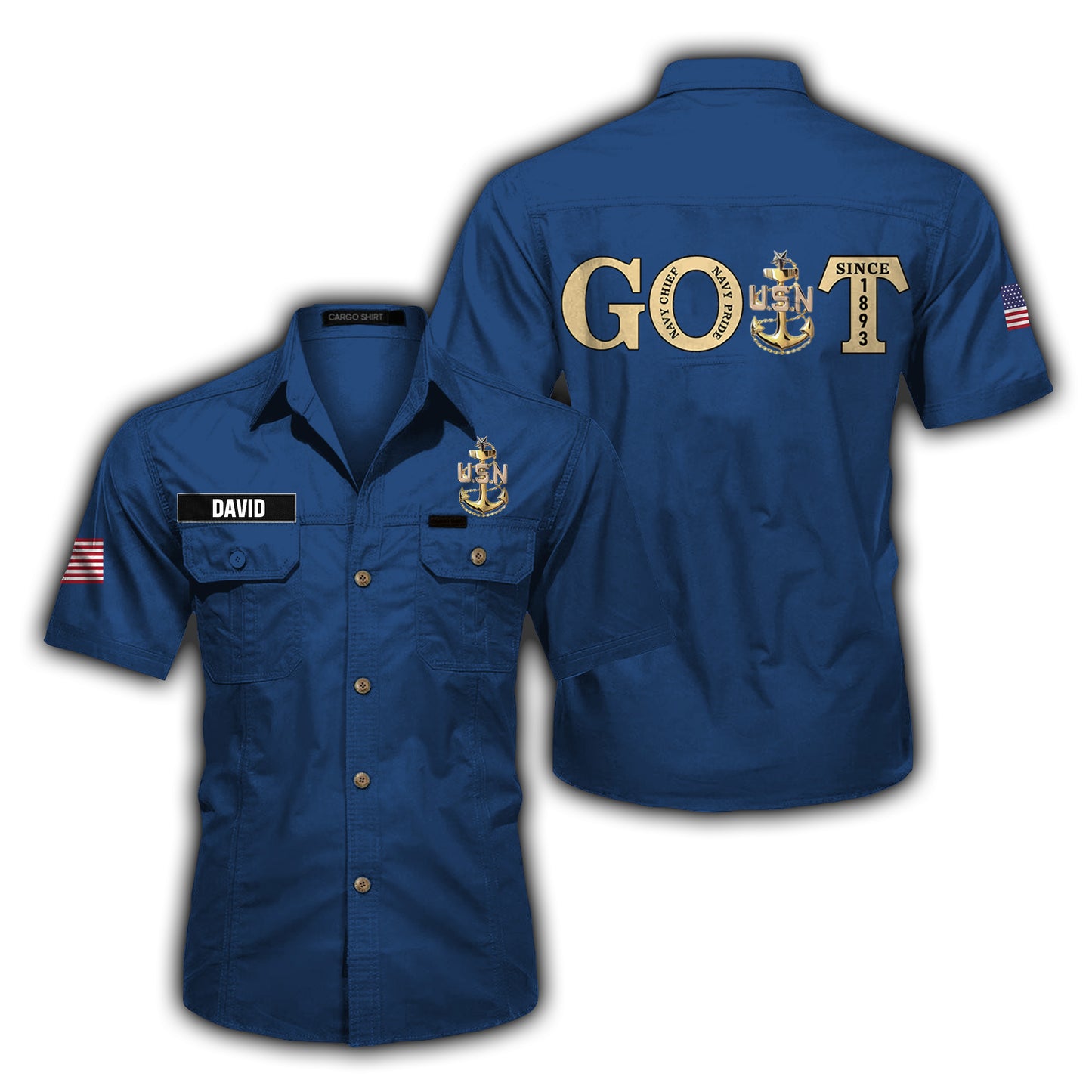Custom Name US Senior Chief GOAT Cotton cargo shirt