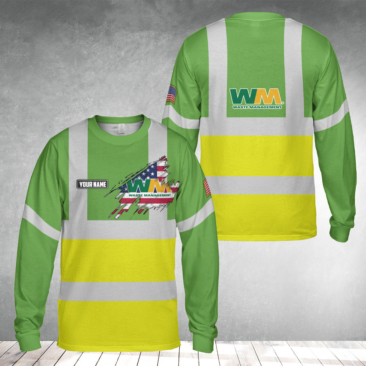 Custom Name US Waste Management AOP Long Sleeve Shirt
