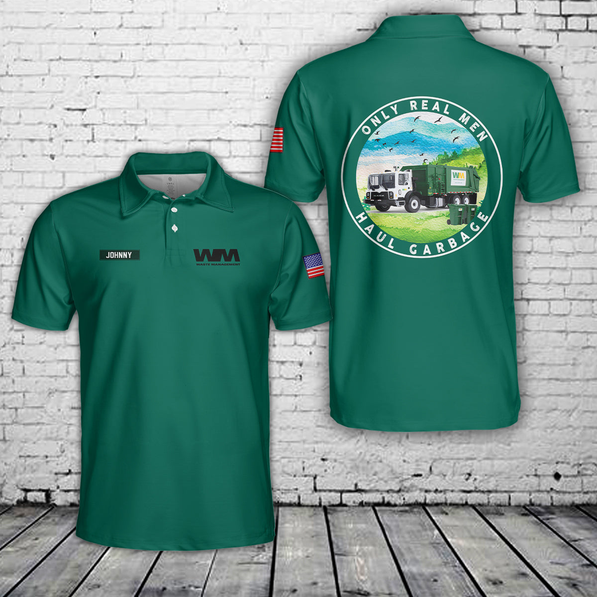 Custom Name US Waste Management Polo Shirt