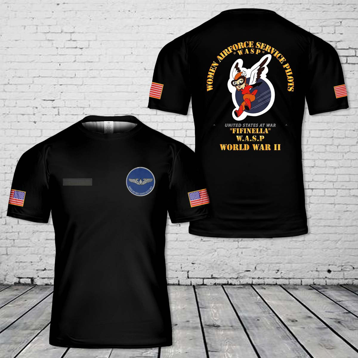 Custom Name United States Army Air Forces Women Airforce Service Pilots (WASP) WWII T-Shirt 3D