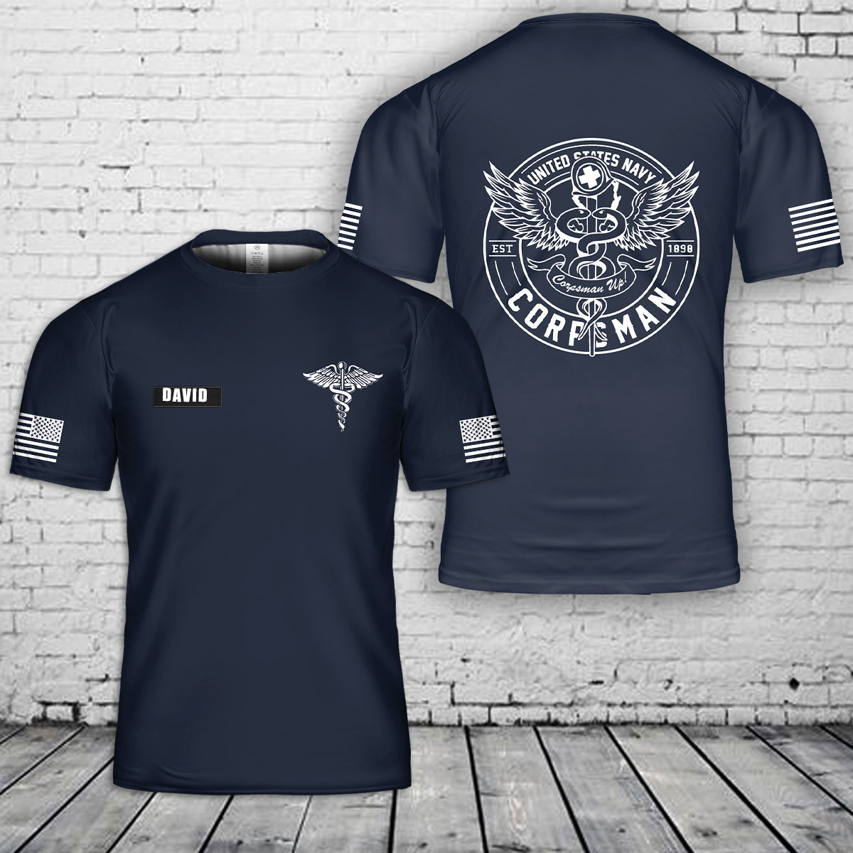 Custom Name United States Navy Corpsman 3D T-Shirt