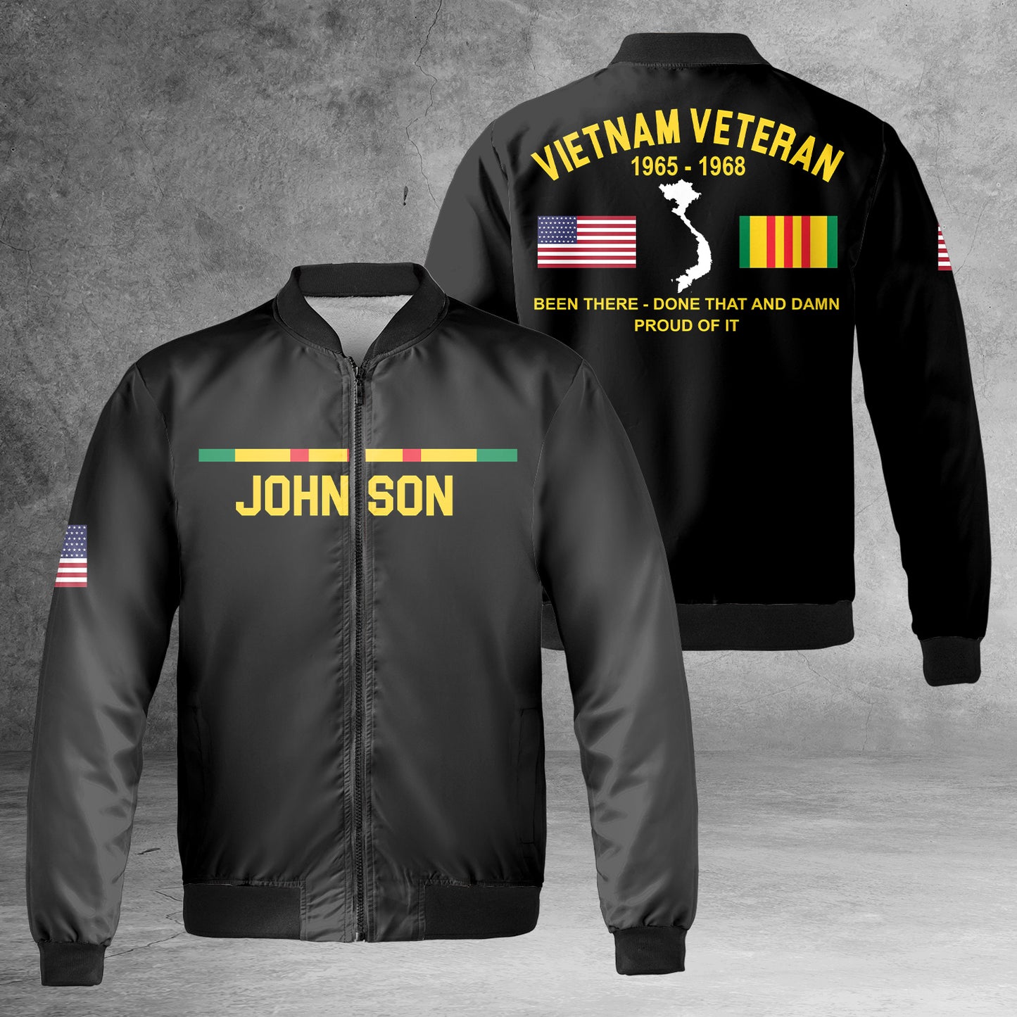 Custom Name Vietnam Veteran AOP Fleece Bomber Jacket