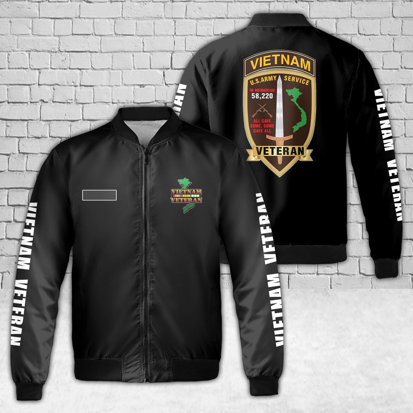 Custom Name Vietnam Veteran AOP Fleece Bomber Jacket