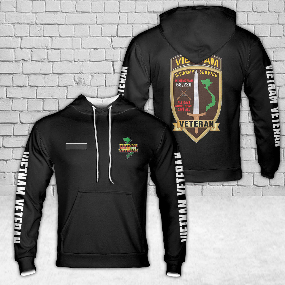 Custom Name Vietnam Veteran Hoodie 3D