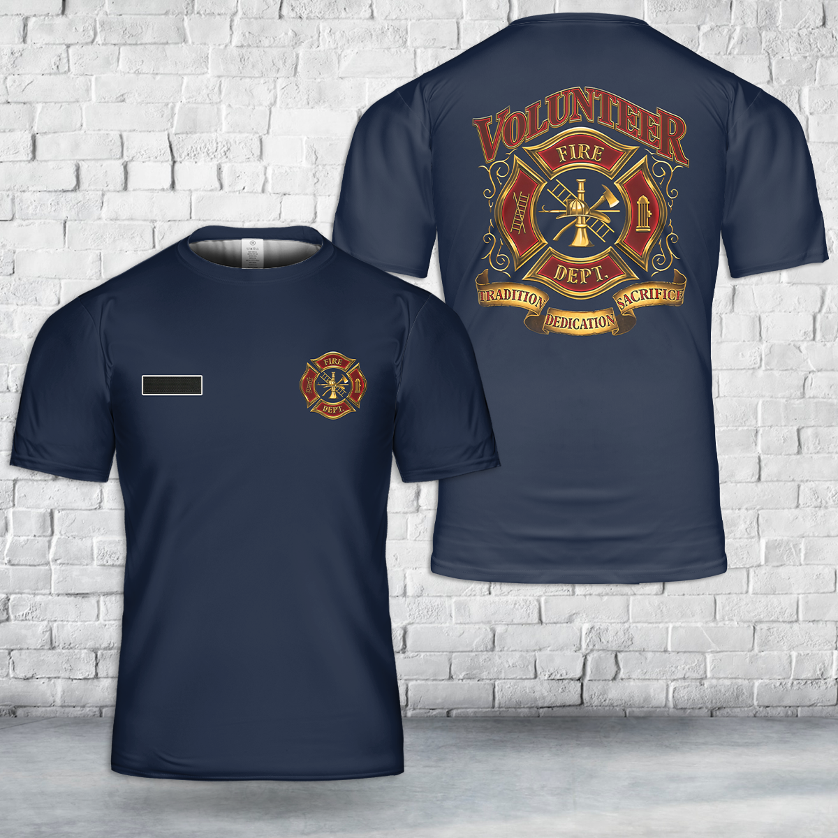 Custom Name Volunteer Firefighter T-Shirt 3D