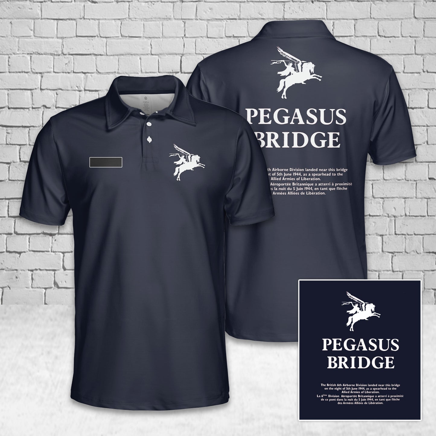 Custom Name WW2 D-Day Pegasus Bridge British Paratrooper Polo Shirt