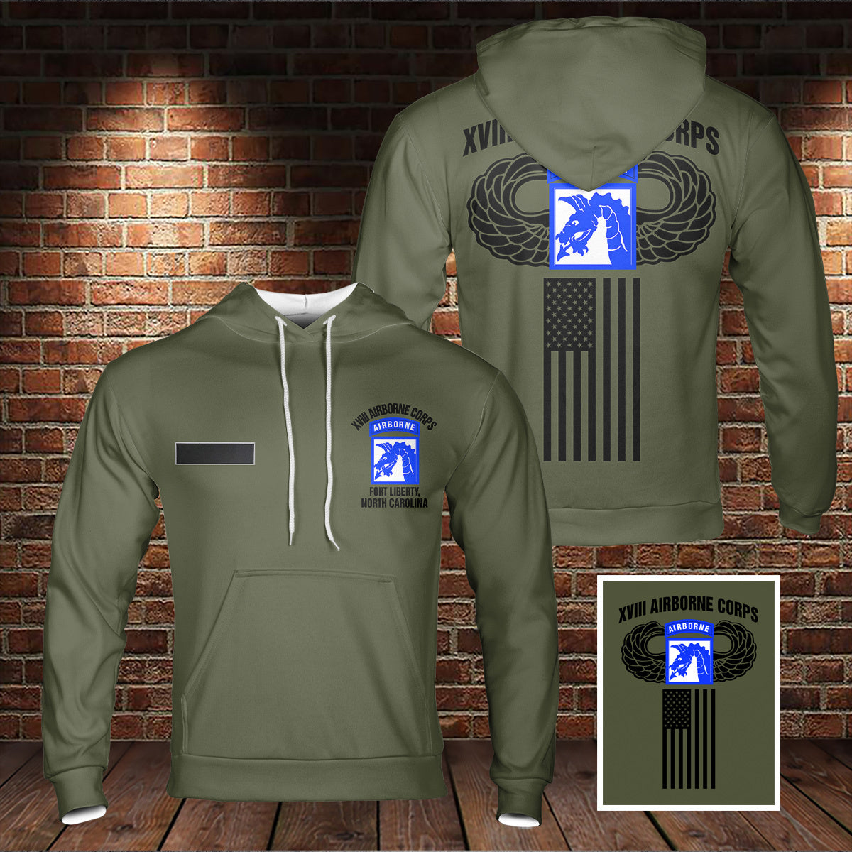 Custom Name US Army XVIII Airborne Corps Hoodie 3D