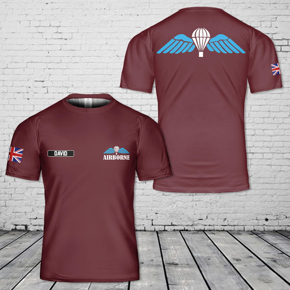 Custom Name AIRBORNE WINGS PARACHUTE British Army 16 Air Assault Brigade Combat Team 3D T-Shirt