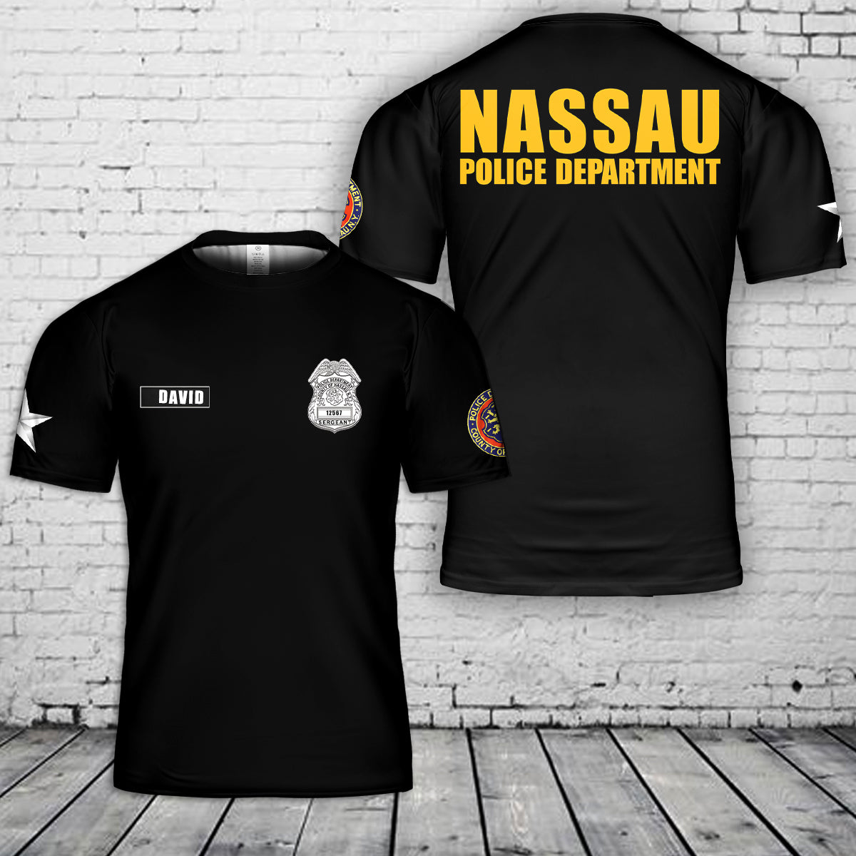 Custom Name, Rank And Number Nassau County Police Department, Nassau County, New York 3D T-Shirt