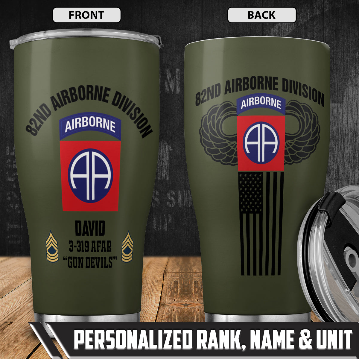 Custom Name, Rank And Unit US Army 82nd Airborne Division Tumbler 20oz DLMP0804PL02