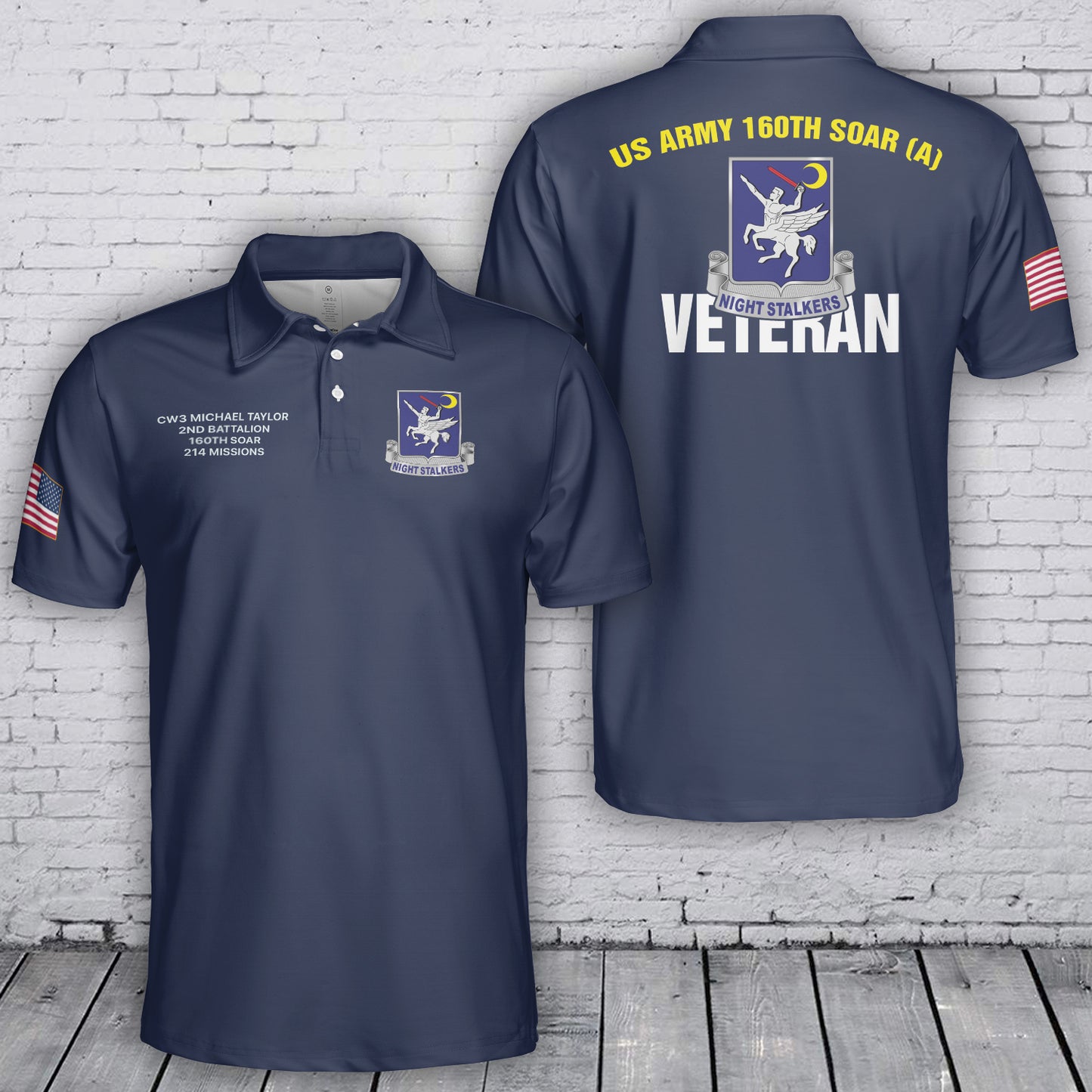 Custom Name, Rank & Unit 160th SOAR Special Operations Aviation Regiment Night Stalkers Polo Shirt