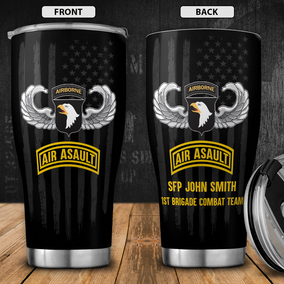 Custom Name, Rank & Unit US Army 101st Airborne Division Tumbler 20oz