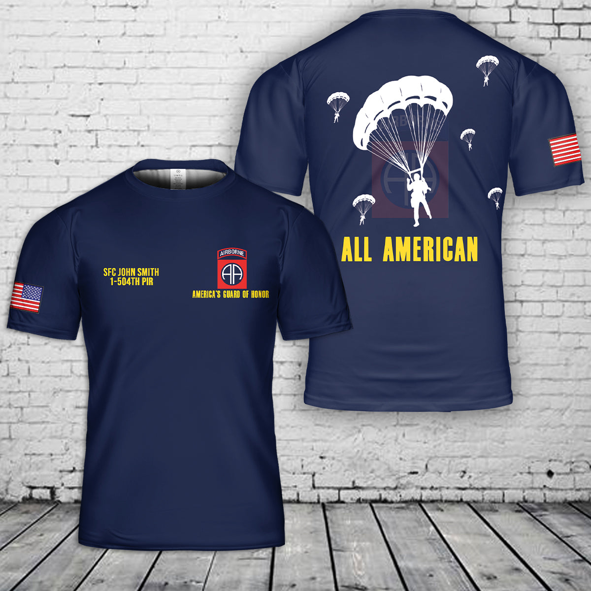 Custom Name, Rank & Unit US Army 82nd Airborne 3D T-Shirt