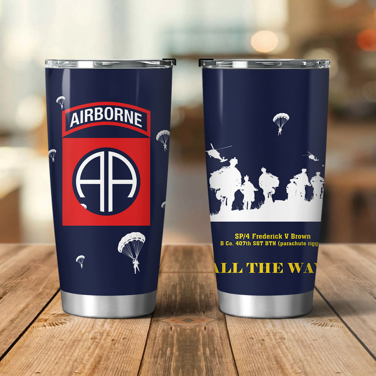 Custom Name, Rank & Unit US Army 82nd Airborne Tumbler 20oz