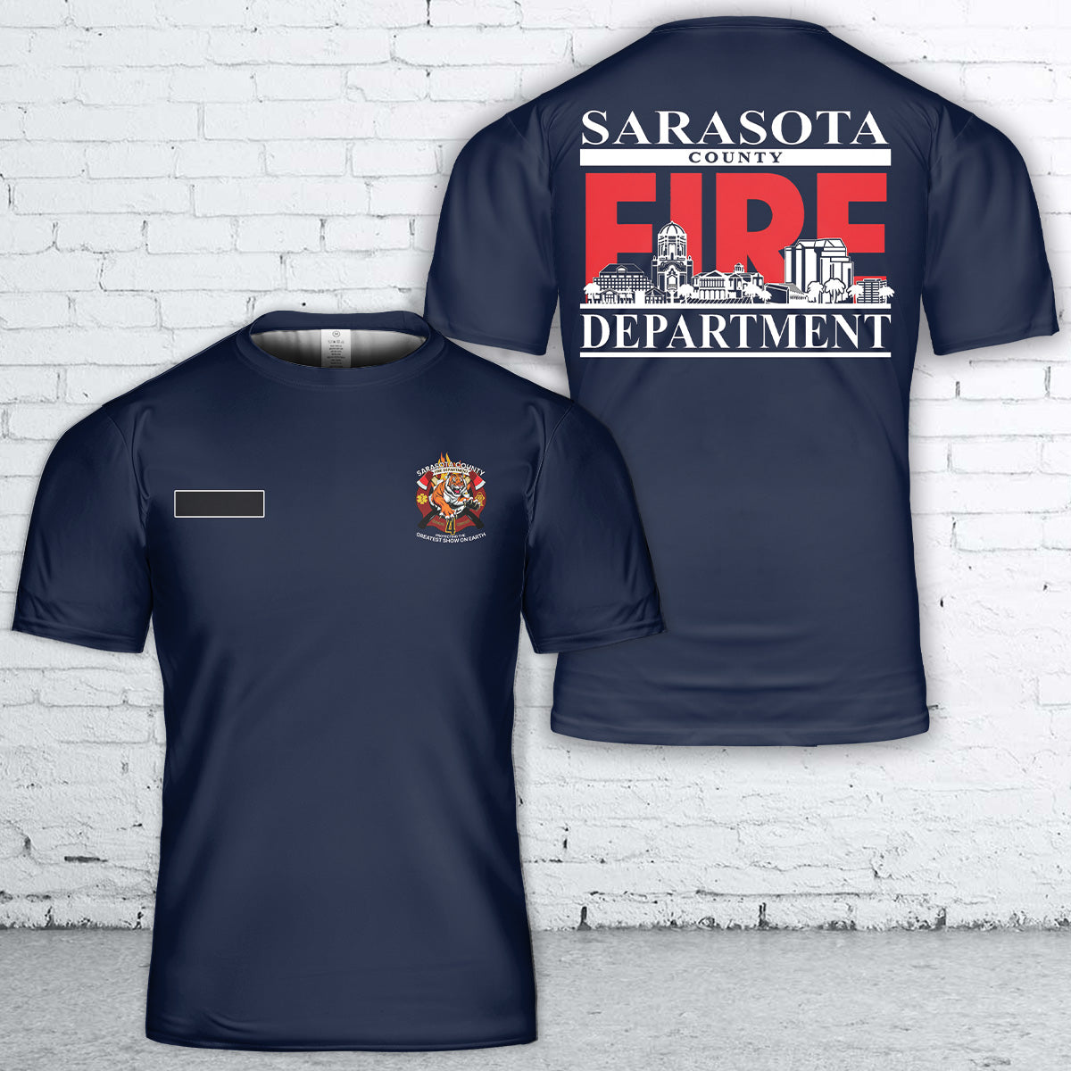 Custom Name Sarasota, Florida, Sarasota County Fire Department Station 4 T-Shirt 3D
