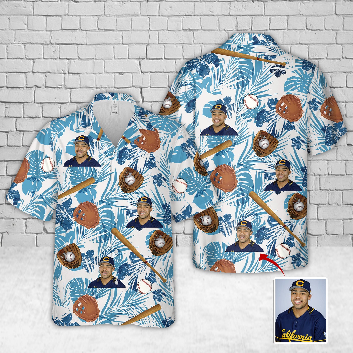 Custom Name & Image Baseball Hawaiian Shirt