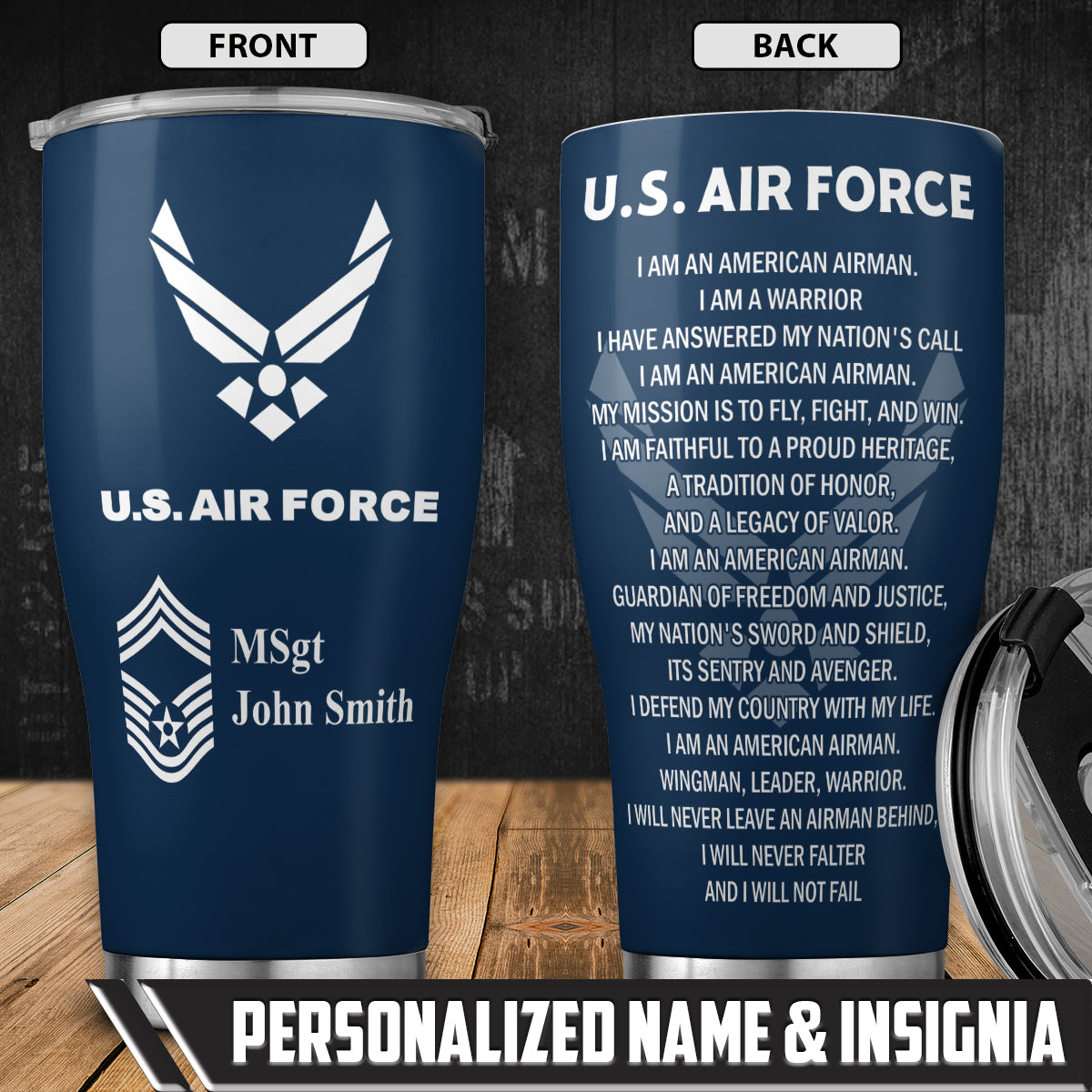 Custom Name & Insignia US Air Force Vagabond 20oz Tumbler