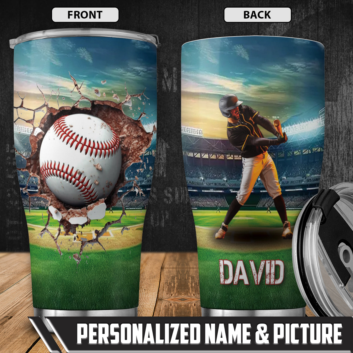 Custom Name & Picture Baseball Vagabond 20oz Tumbler