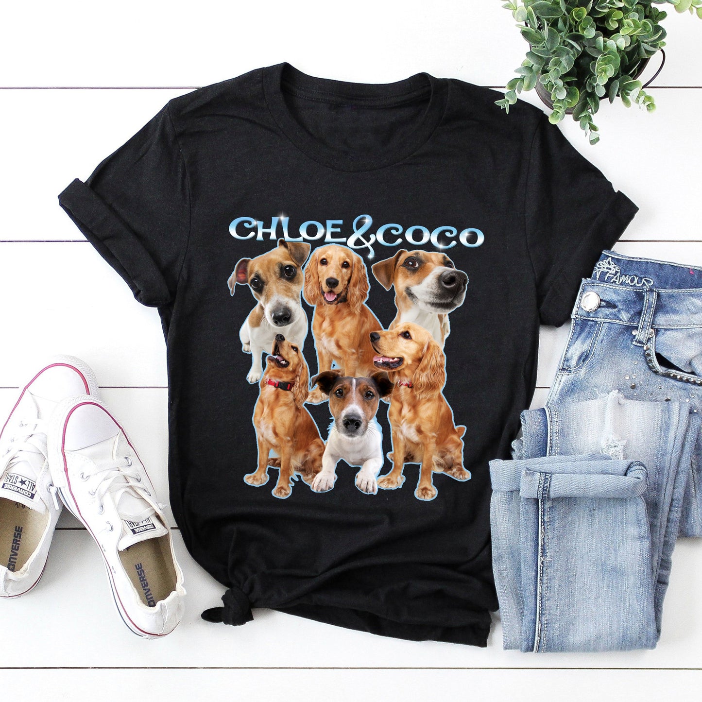 Custom Name & Picture Dog Classic Unisex T-Shirt Gildan 5000 (Made In US) NLSI2406PT12