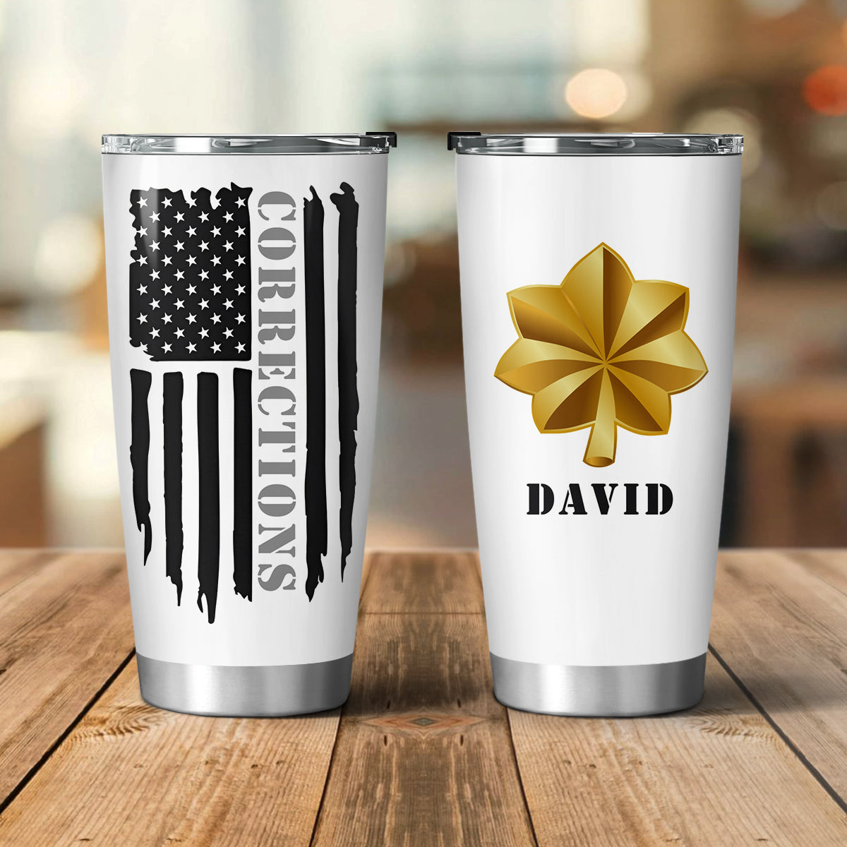 Custom Name & Rank Correctional Officer Flag Tumbler 20oz