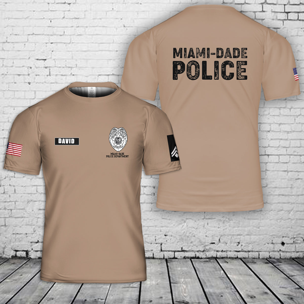 Custom Name & Rank Miami-Dade Police Department 3D T-Shirt