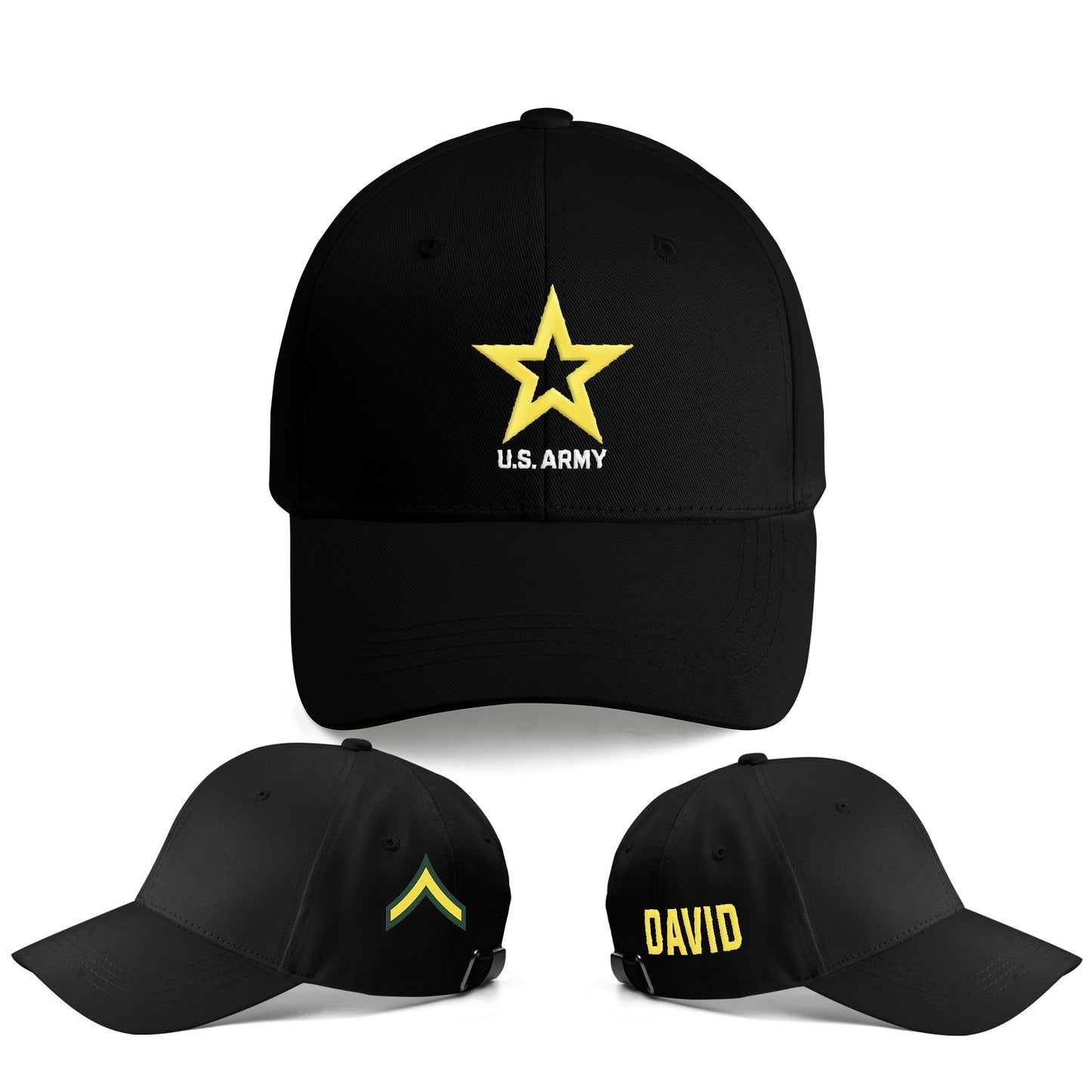 Custom Name & Rank US Army Embroidered Cap