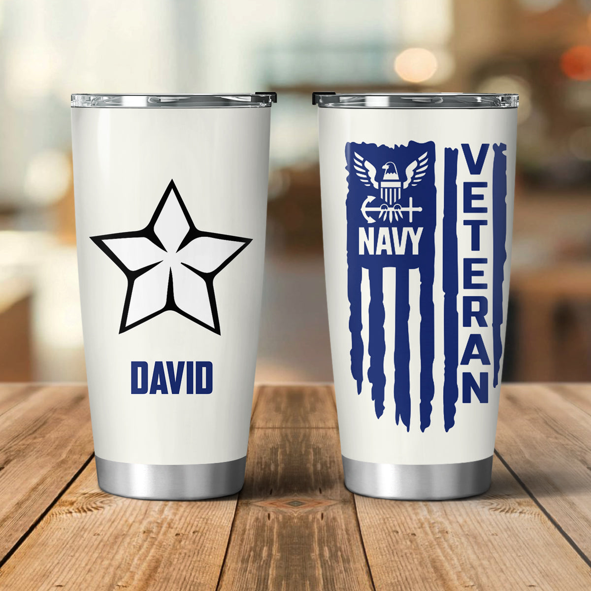 Custom Name & Rank US Navy Veteran Tumbler 20oz