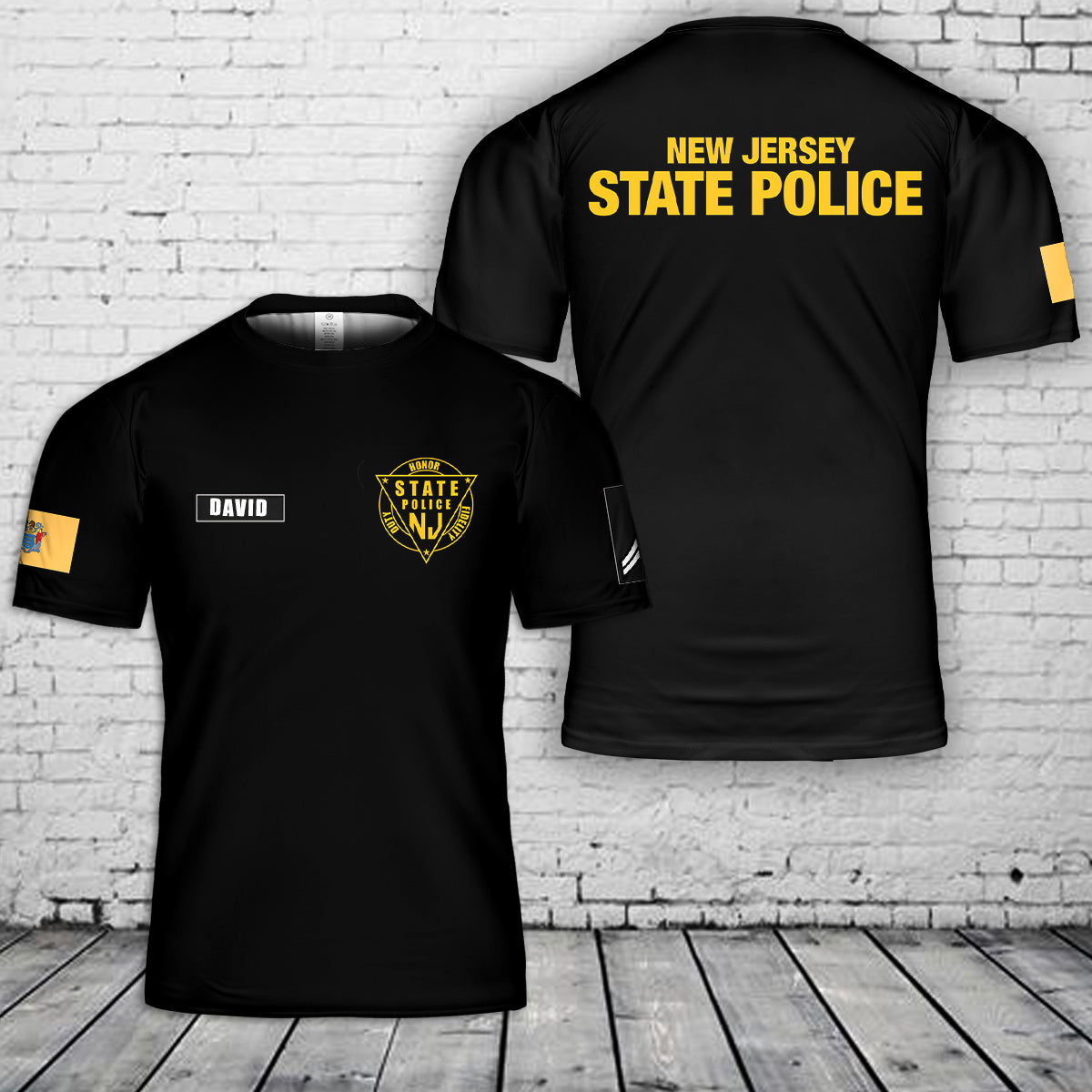 Custom Name & Title Rank New Jersey State Police 3D T-Shirt