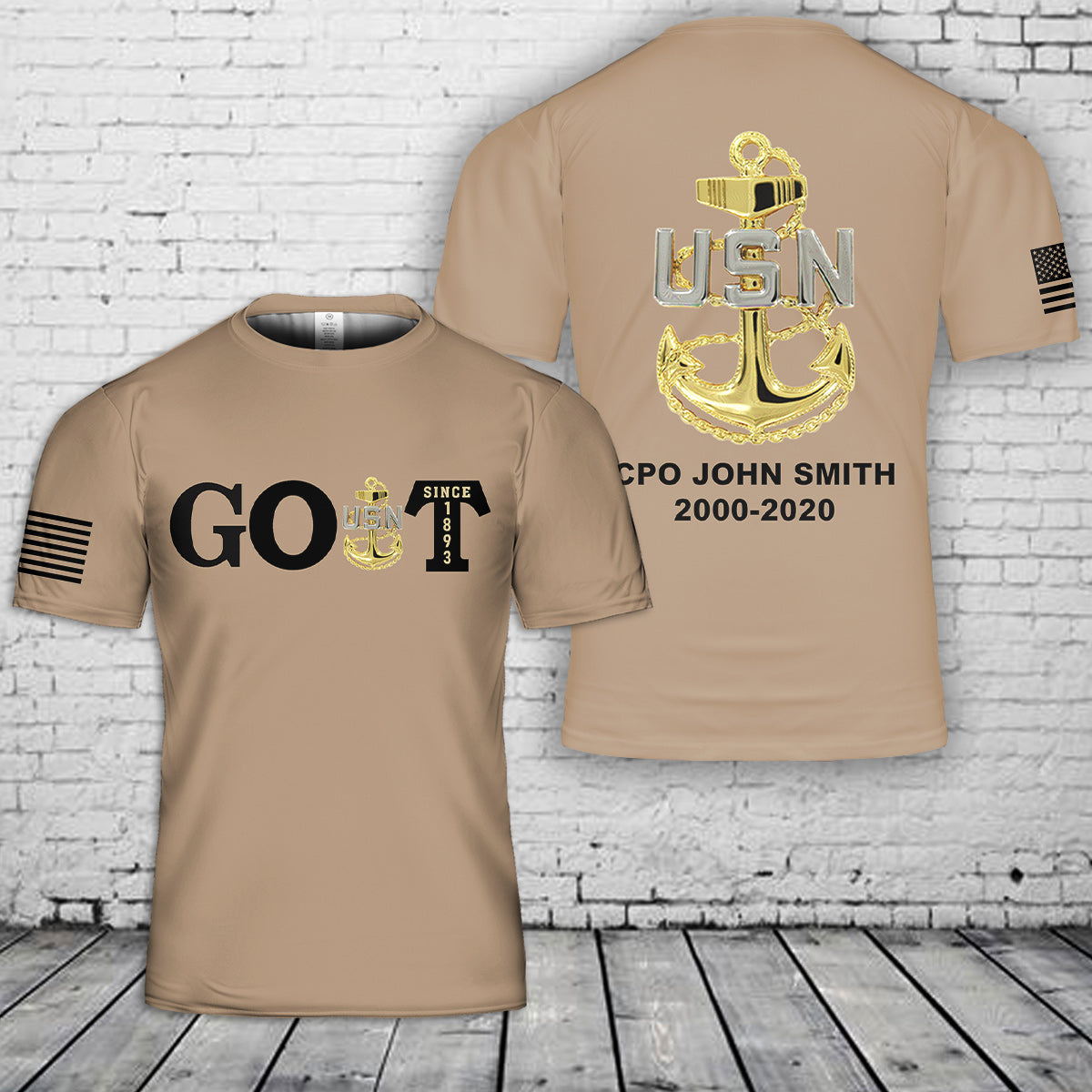 Custom Name & Year US Navy Chief 3D T-Shirt