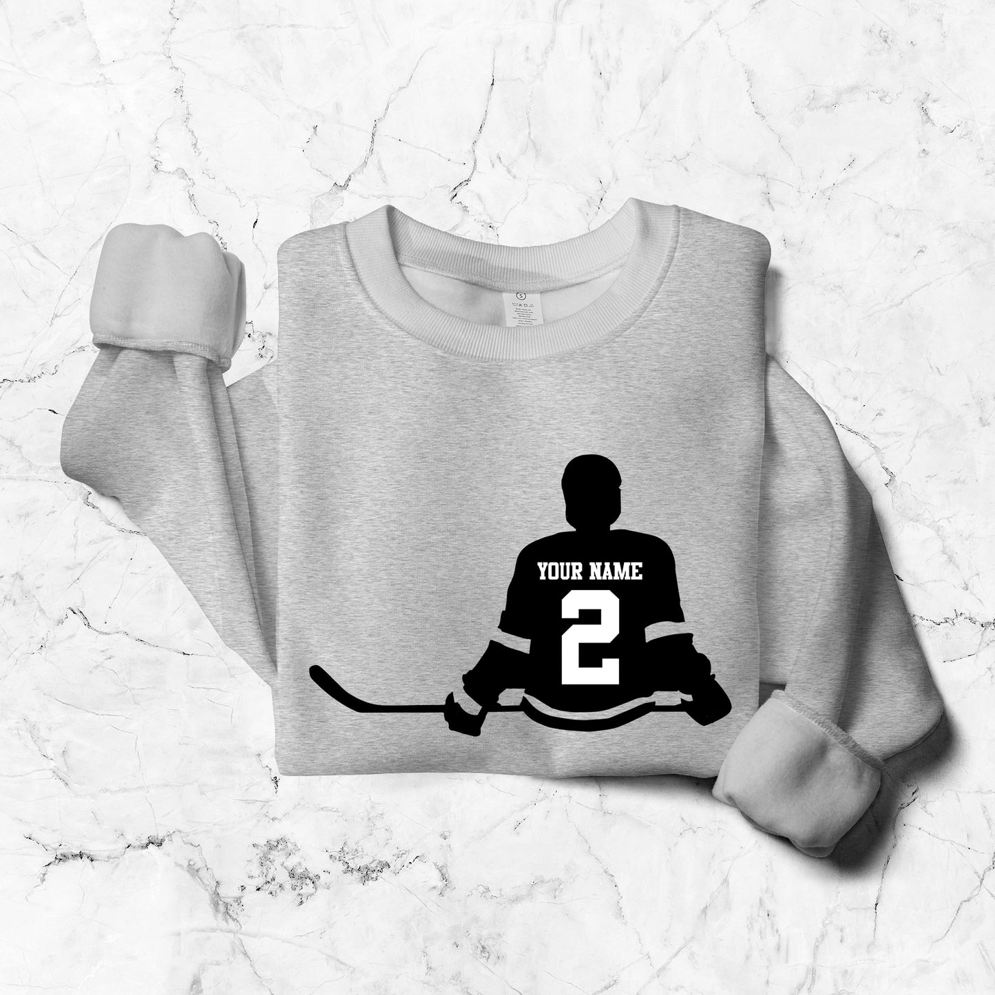 Custom Name and Number Hockey Player Embroidered Lightweight Classic Unisex Sweatshirt