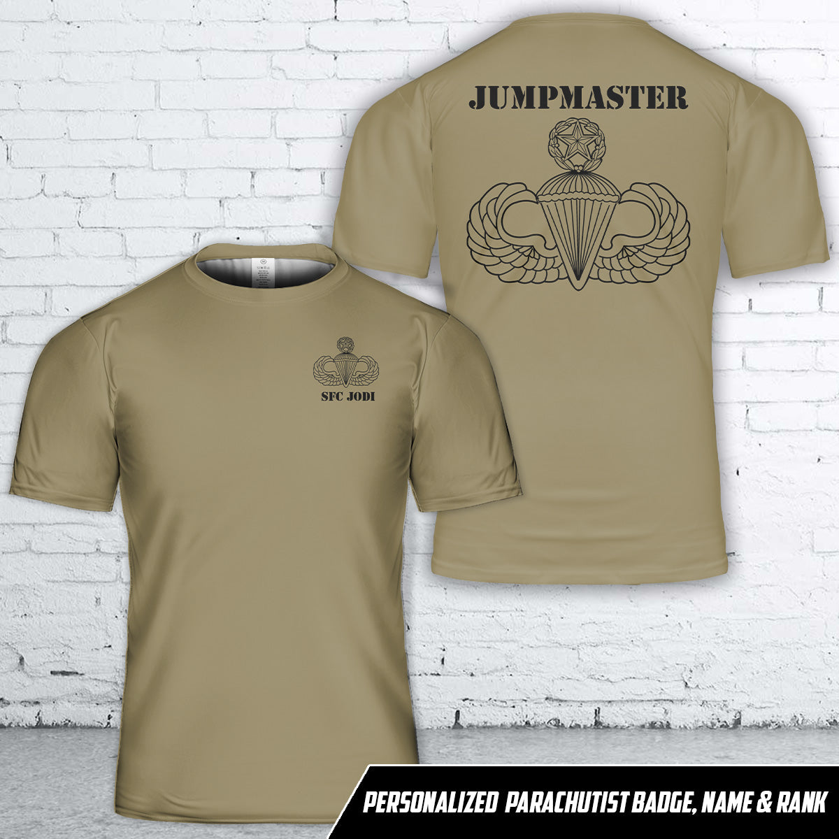 Custom Parachutist Badge, Name And Rank Jump Wings T-Shirt 3D