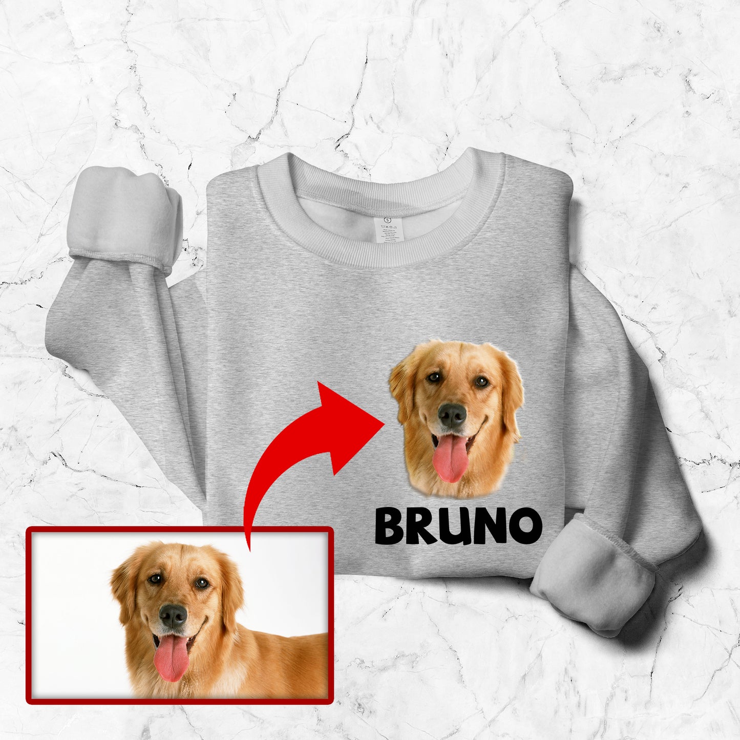 Custom Pet & Text Embroidered Lightweight Classic Unisex Sweatshirt NLMP2203PT05