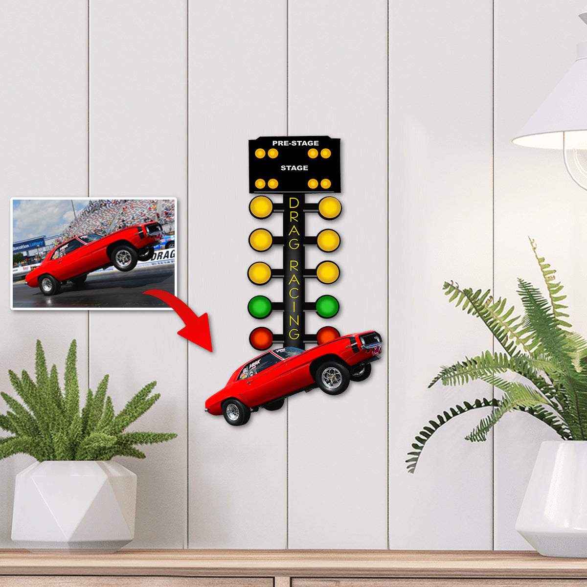 Custom Photo Drag Racing Shape Metal Sign 8-10-12