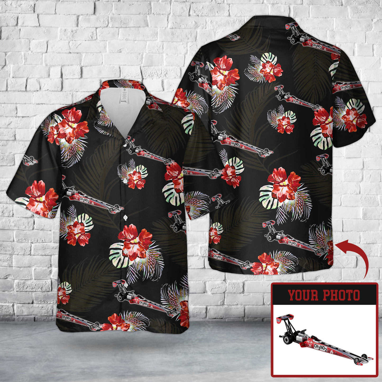 Custom Photo Dragster Race Car Racing Car Hawaiian Shirt