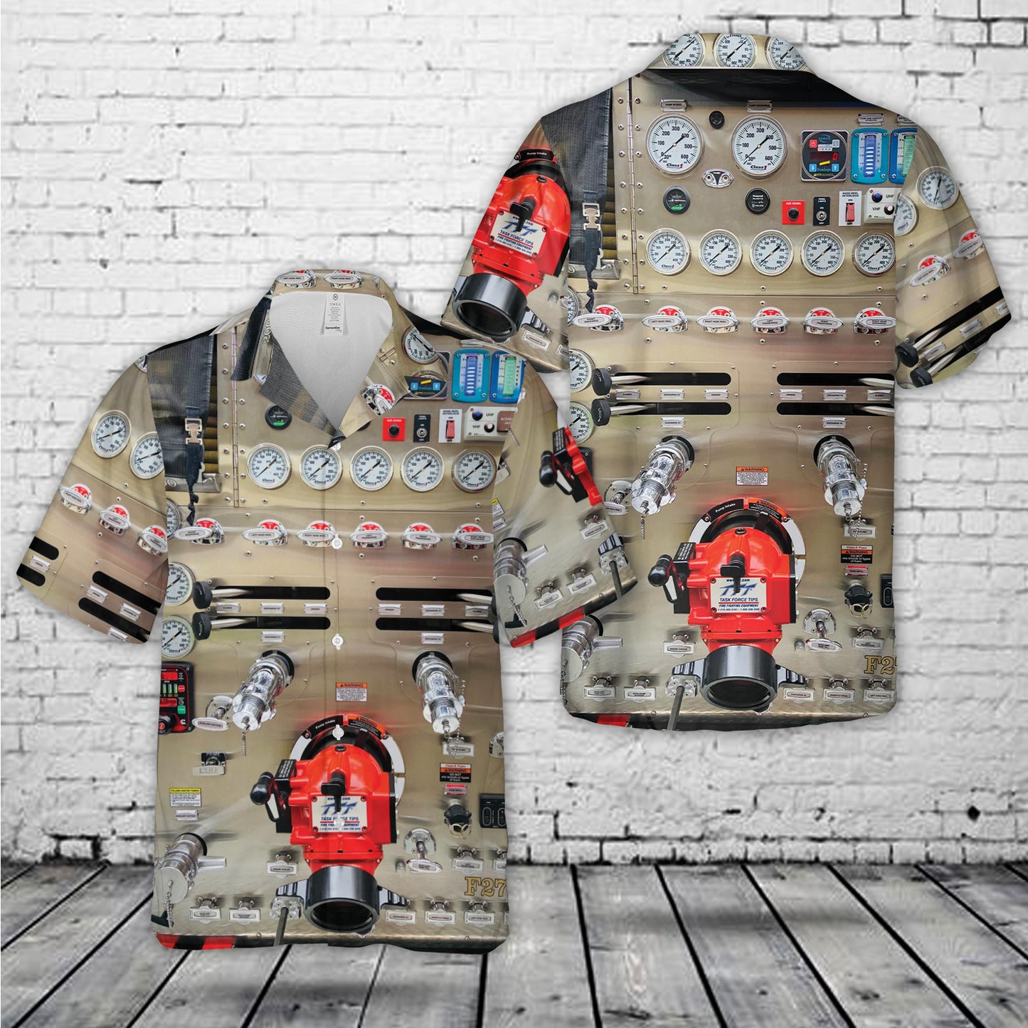 Custom Photo Fire Engine Side Panel Hawaiian Shirt