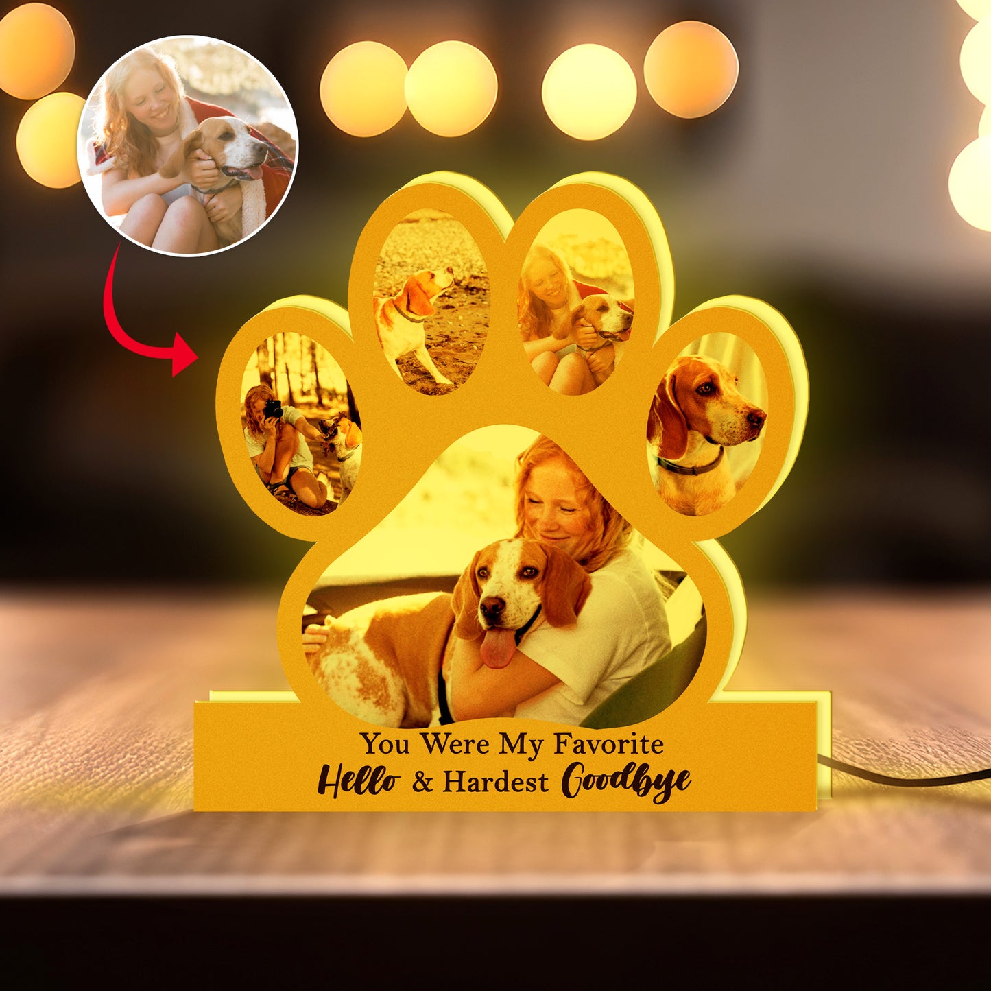 Custom Photo You Were My Favorite Hello And My Hardest Goodbye Memorial Gift For Pet Lovers Custom Shape Photo Night Light Box
