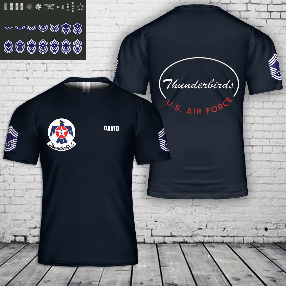 Custom Rank US Air Force Thunderbirds 3D T-Shirt NLSI2806PT02
