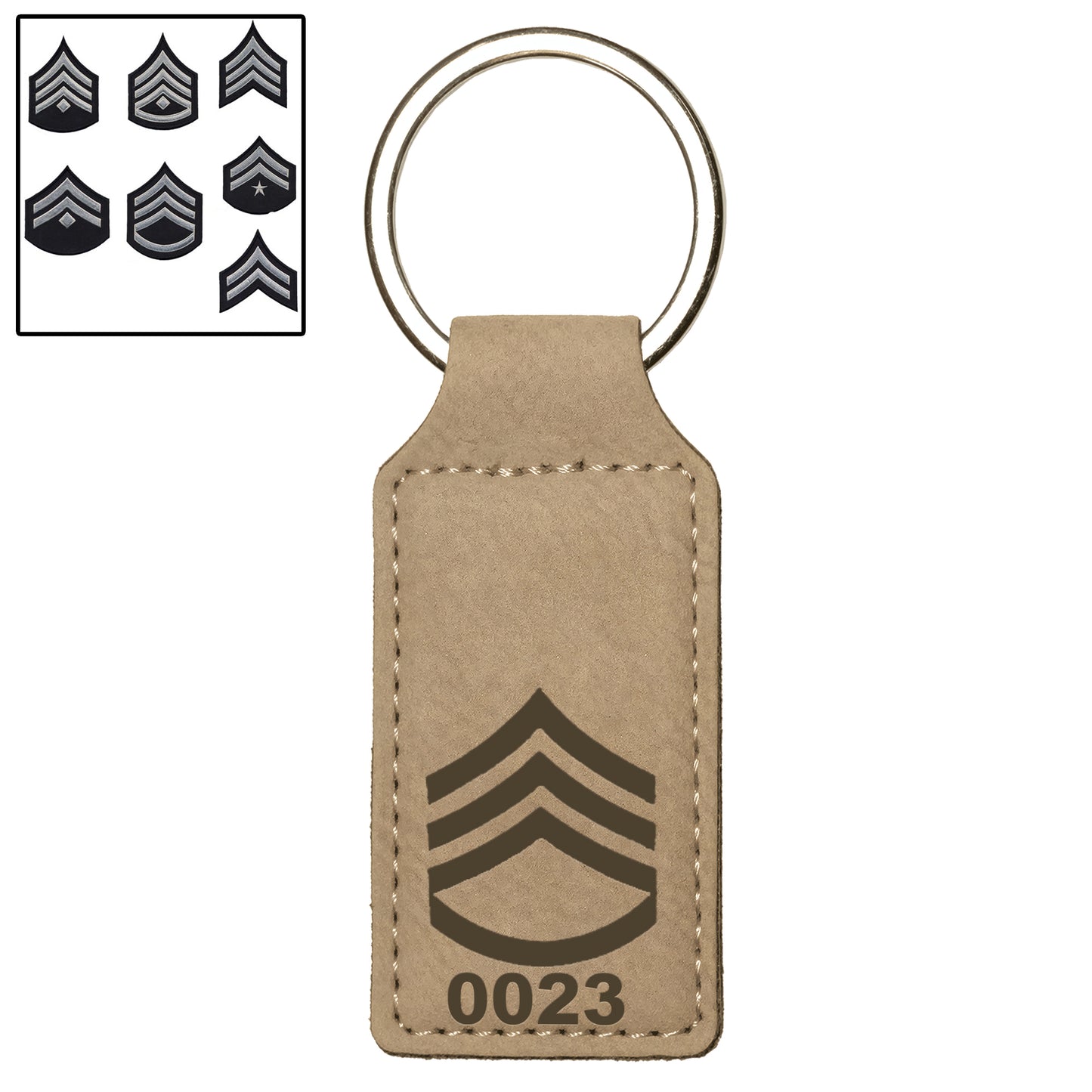 Custom Rank & Number American Police Officer Rectangle Leatherette Keychain (Made In US) NLSI2603PL12