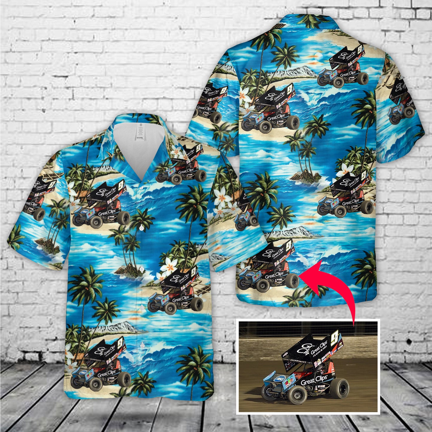 Custom Sprint car racing Picture Hawaiian Shirt