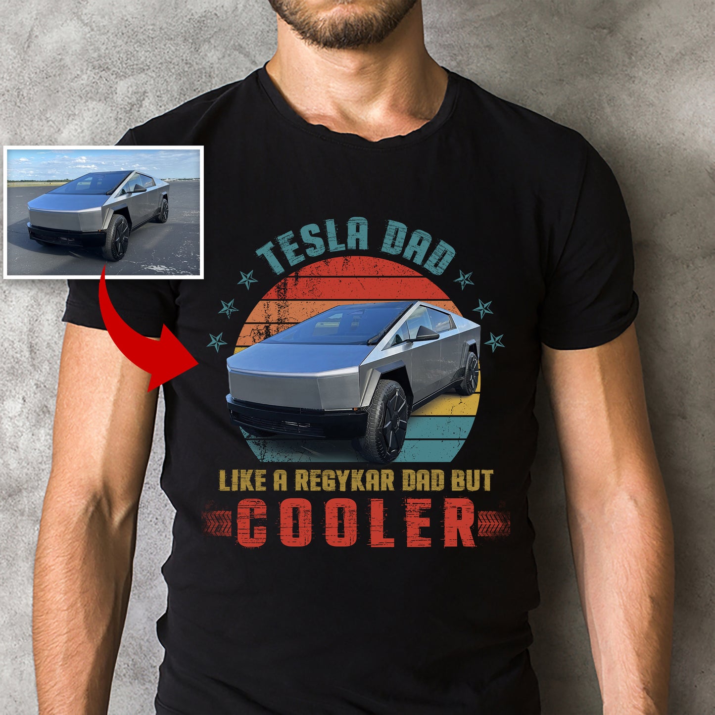 Custom Tesla Cybertruck Dad Classic Unisex T-Shirt Gildan 5000 (Made In US) NLMP1204PT12