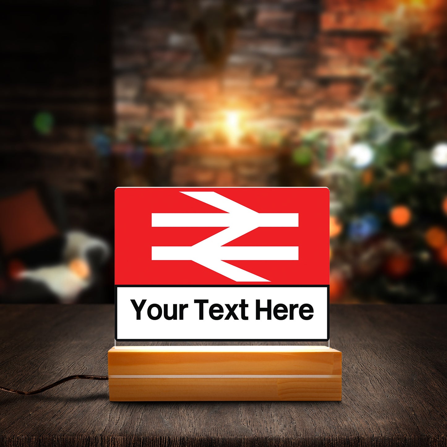 Custom Text British Railway Station Sign Custom Shape Photo Night Light