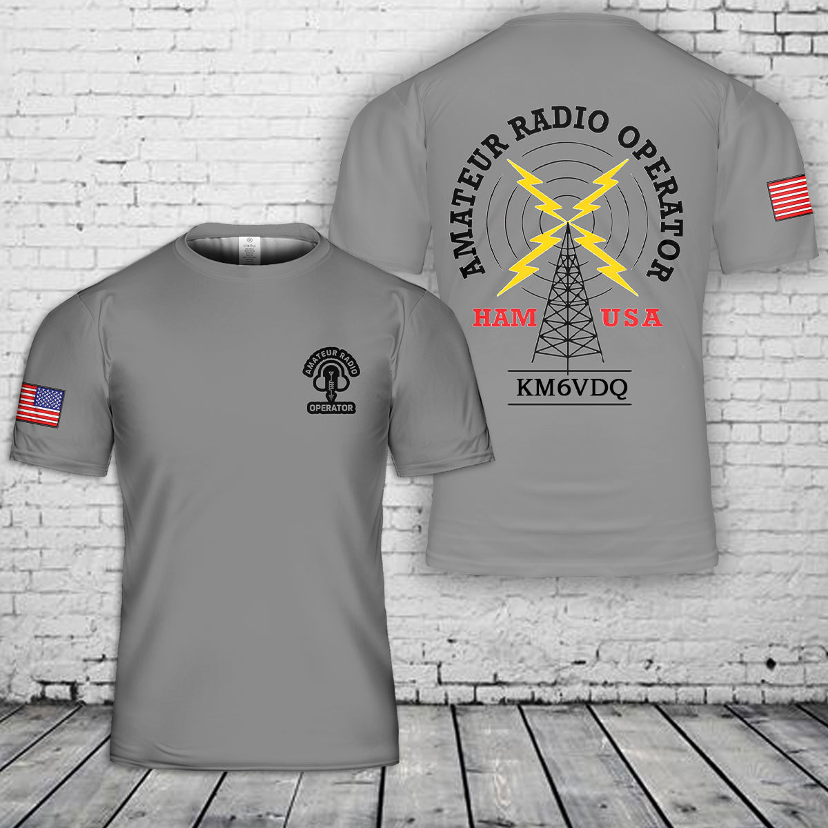 Custom Call Sign USA HAM Radio Call Sign Amateur Radio Operator T-Shirt 3D