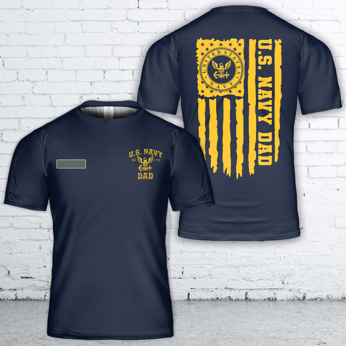Custom Name US Navy Dad T-Shirt 3D